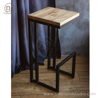 Loft Bar Stool with Solid Wood