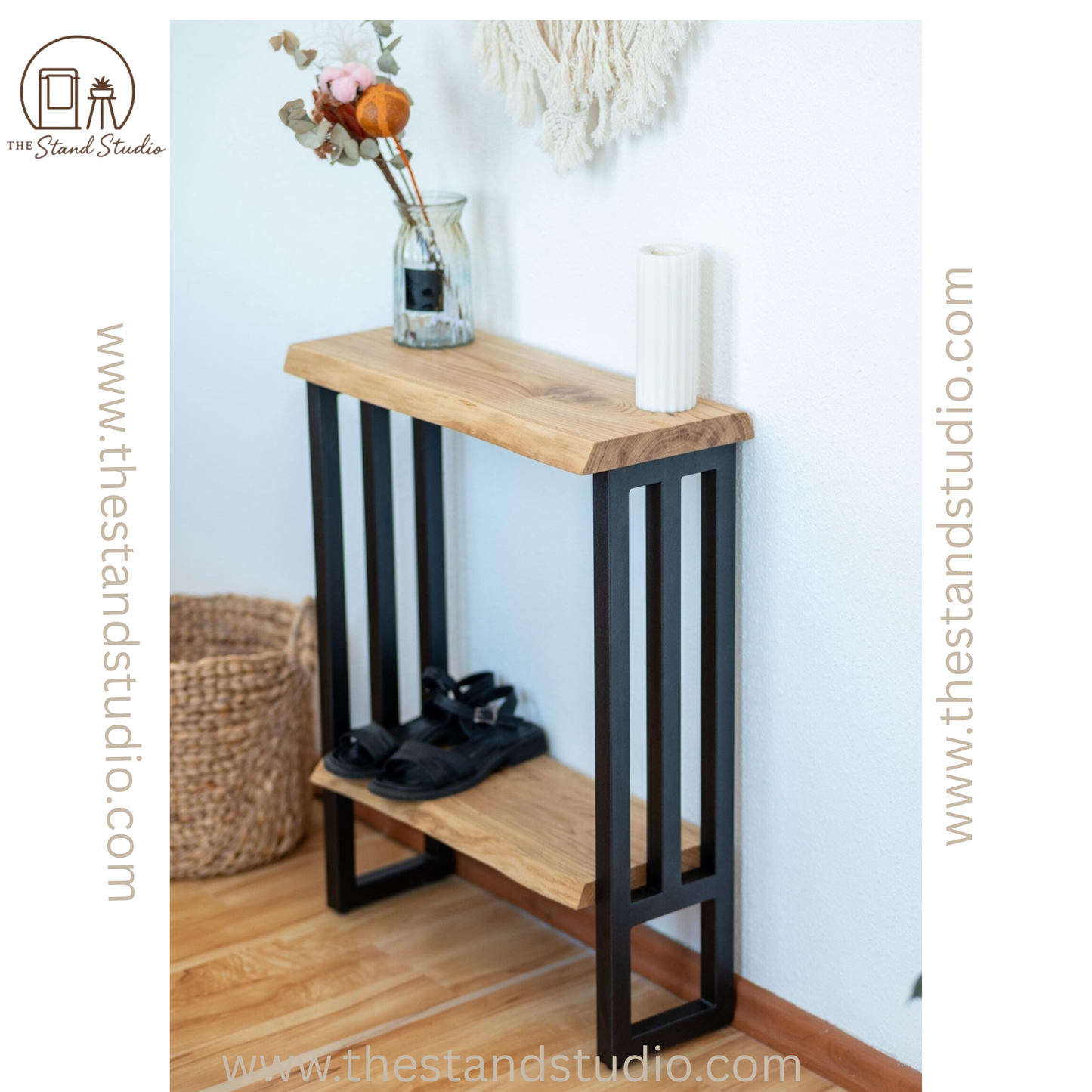 Live Edge Console Table with Shelf