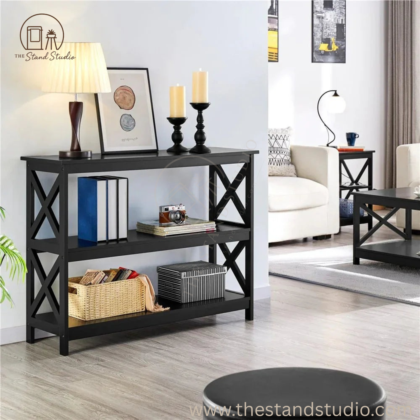 3 Tier X-Design Console Table with Storage
