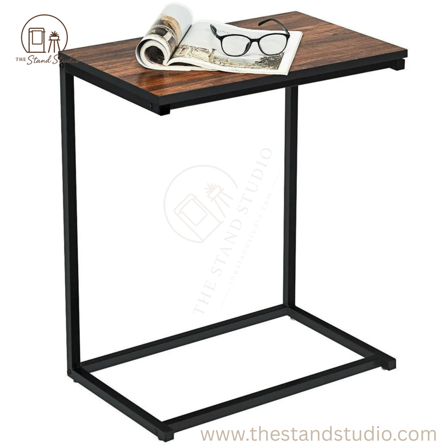 Industrial Styled C Shaped Side End Table
