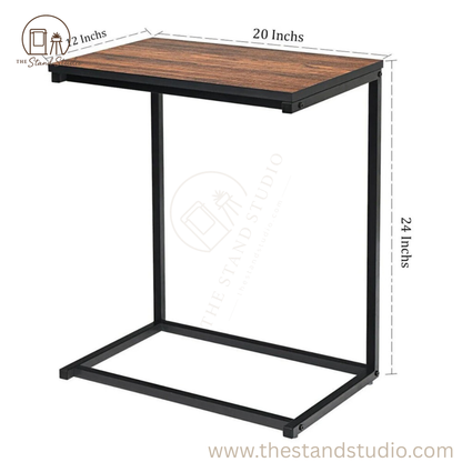 Industrial Styled C Shaped Side End Table
