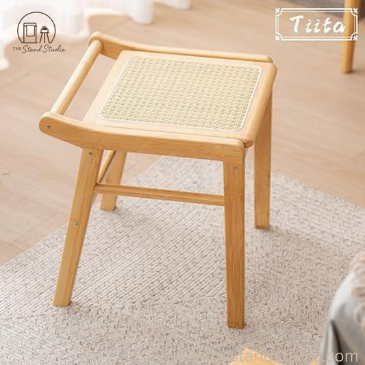 Square Rattan Makeup Stool