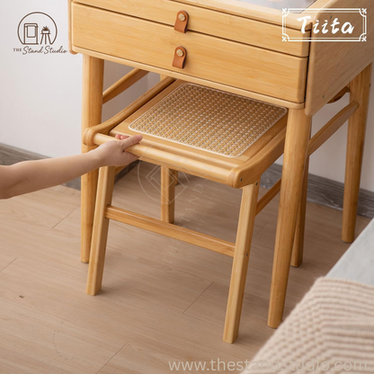 Square Rattan Makeup Stool