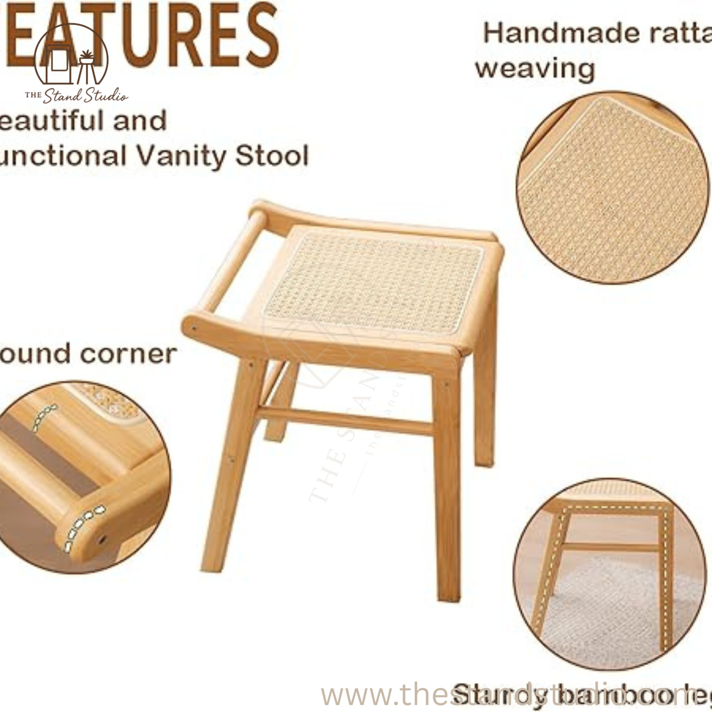 Square Rattan Makeup Stool