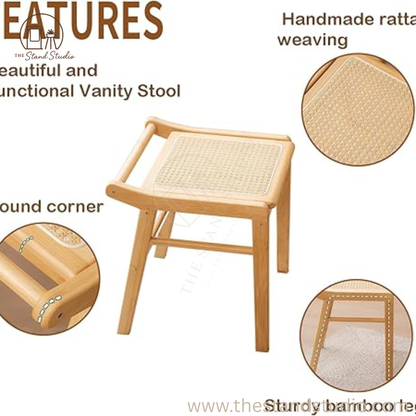Square Rattan Makeup Stool