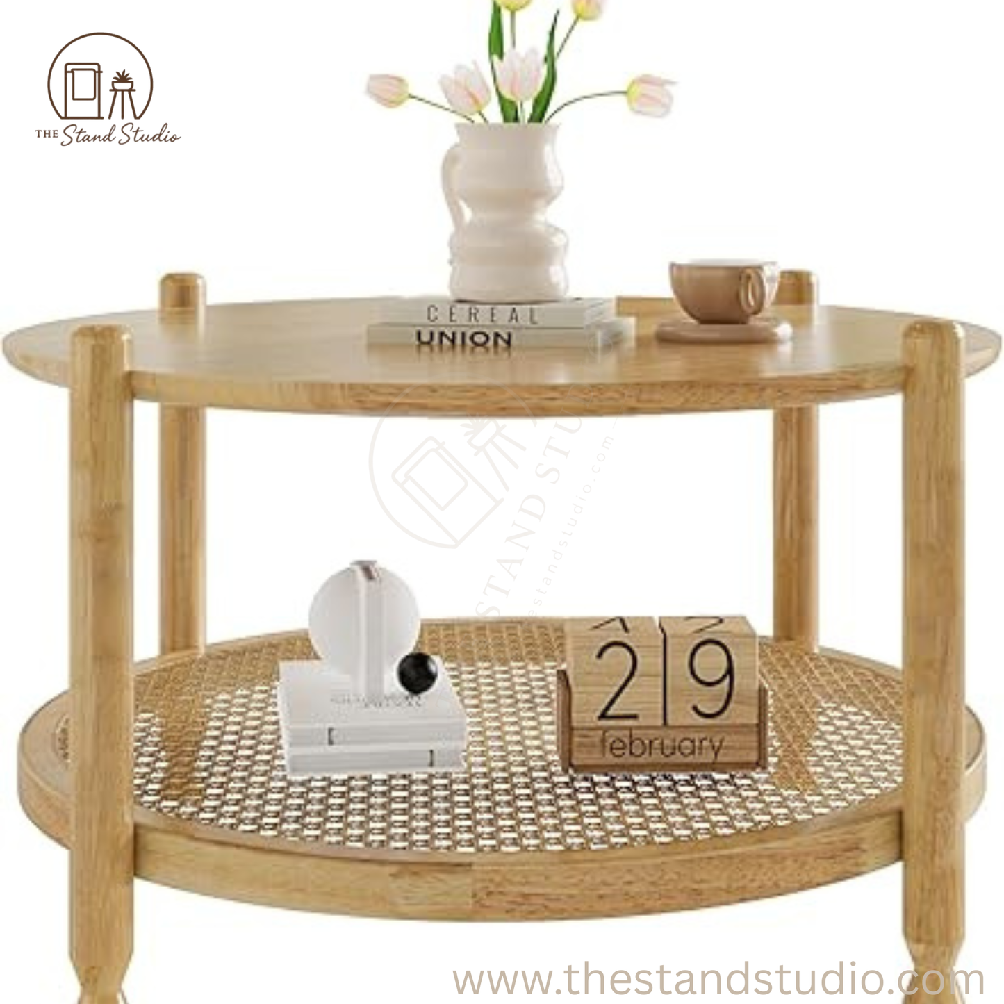 Rattan Round Coffee Table for Living Room