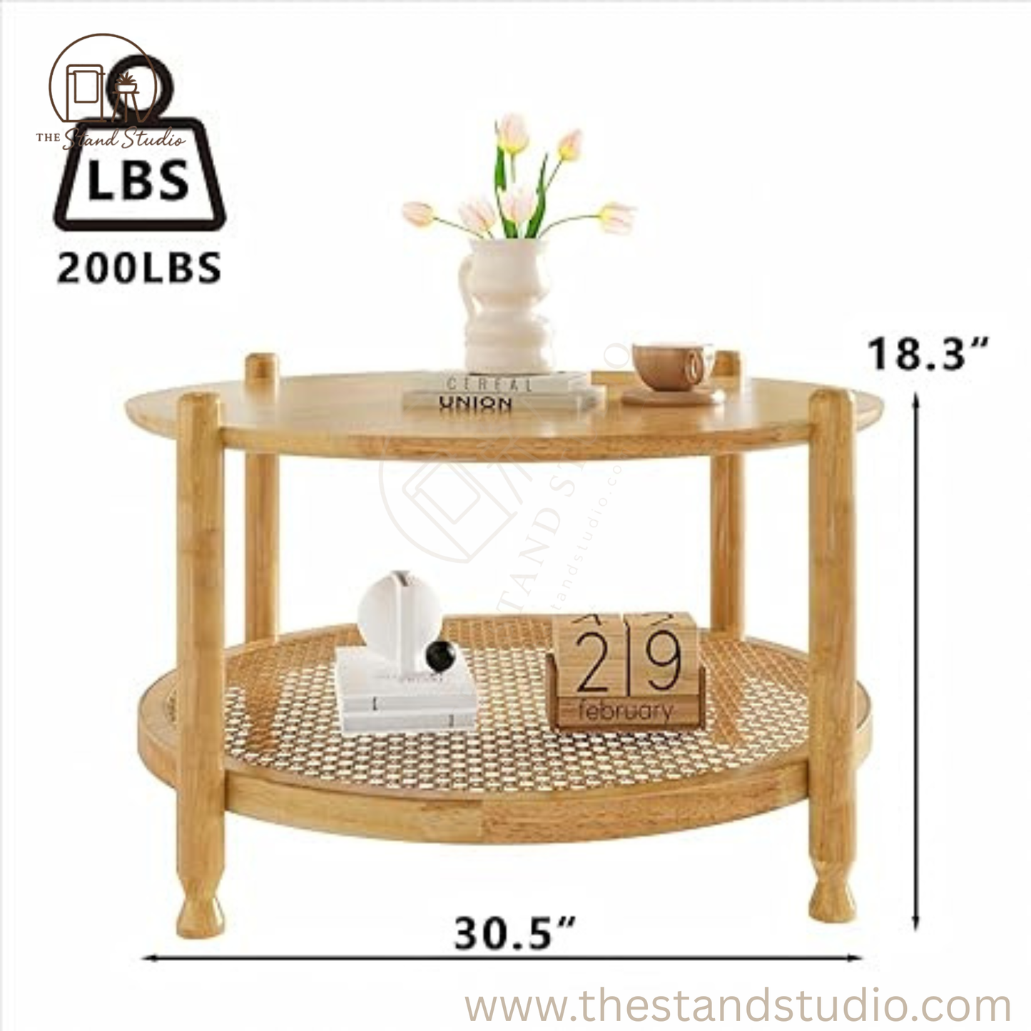 Rattan Round Coffee Table for Living Room