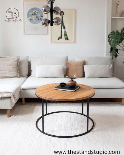 Round Coffee Table Made from Natural Wood
