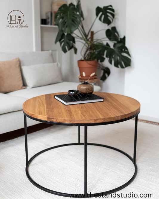 Round Coffee Table Made from Natural Wood