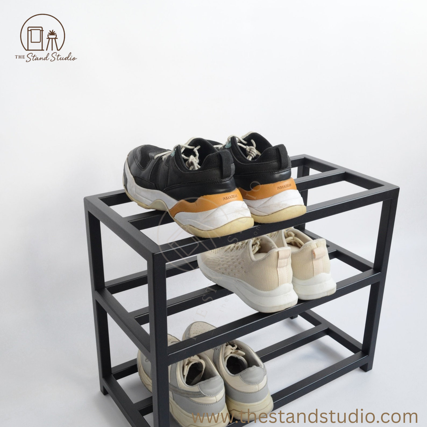 Metal Shoe Rack, 3-Tier Space-Saving Shoe Organizer