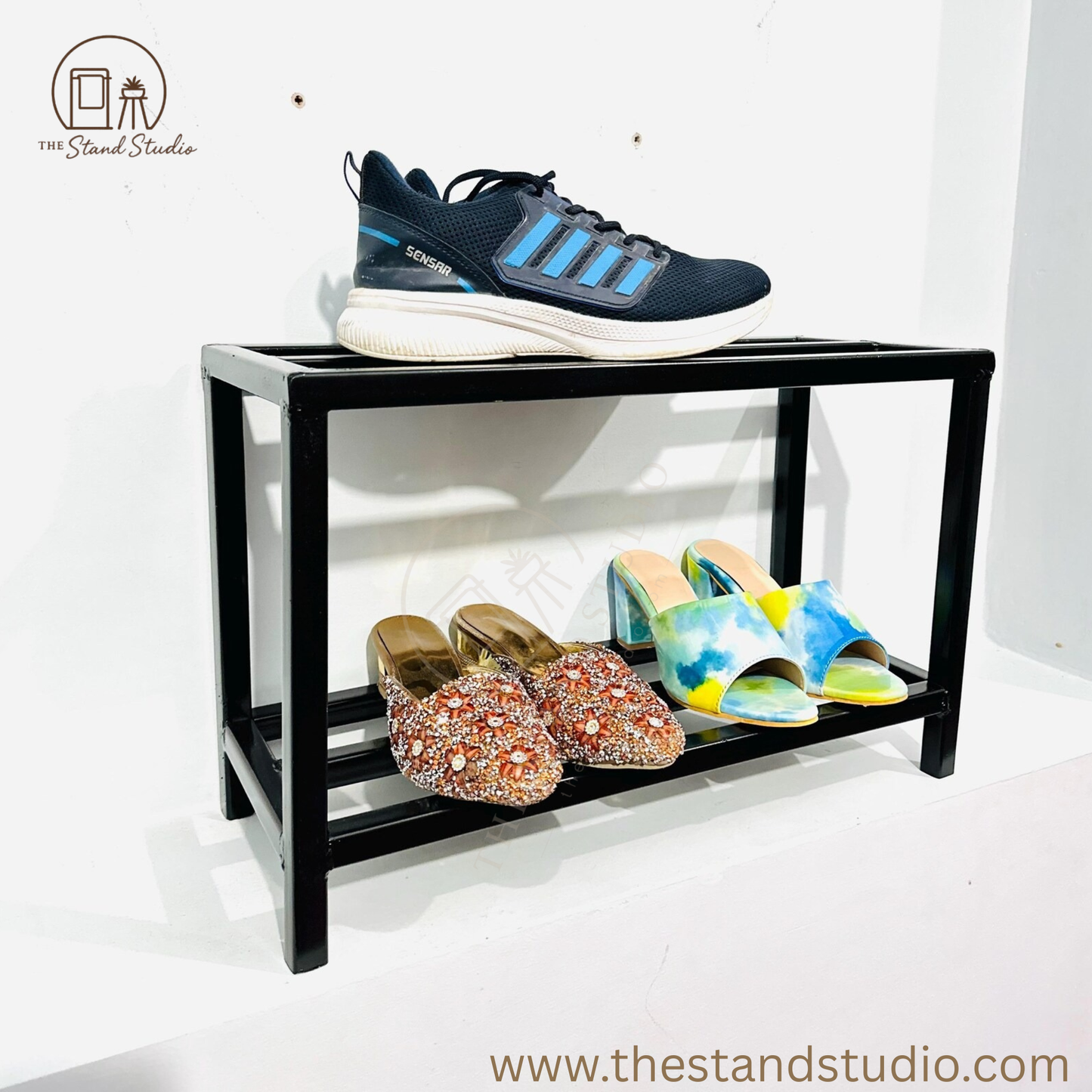 Metal Shoe Rack, 3-Tier Space-Saving Shoe Organizer