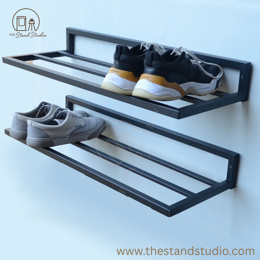 Entryway open Shoe Shelf, Wall Mount Metal Shoe Rack