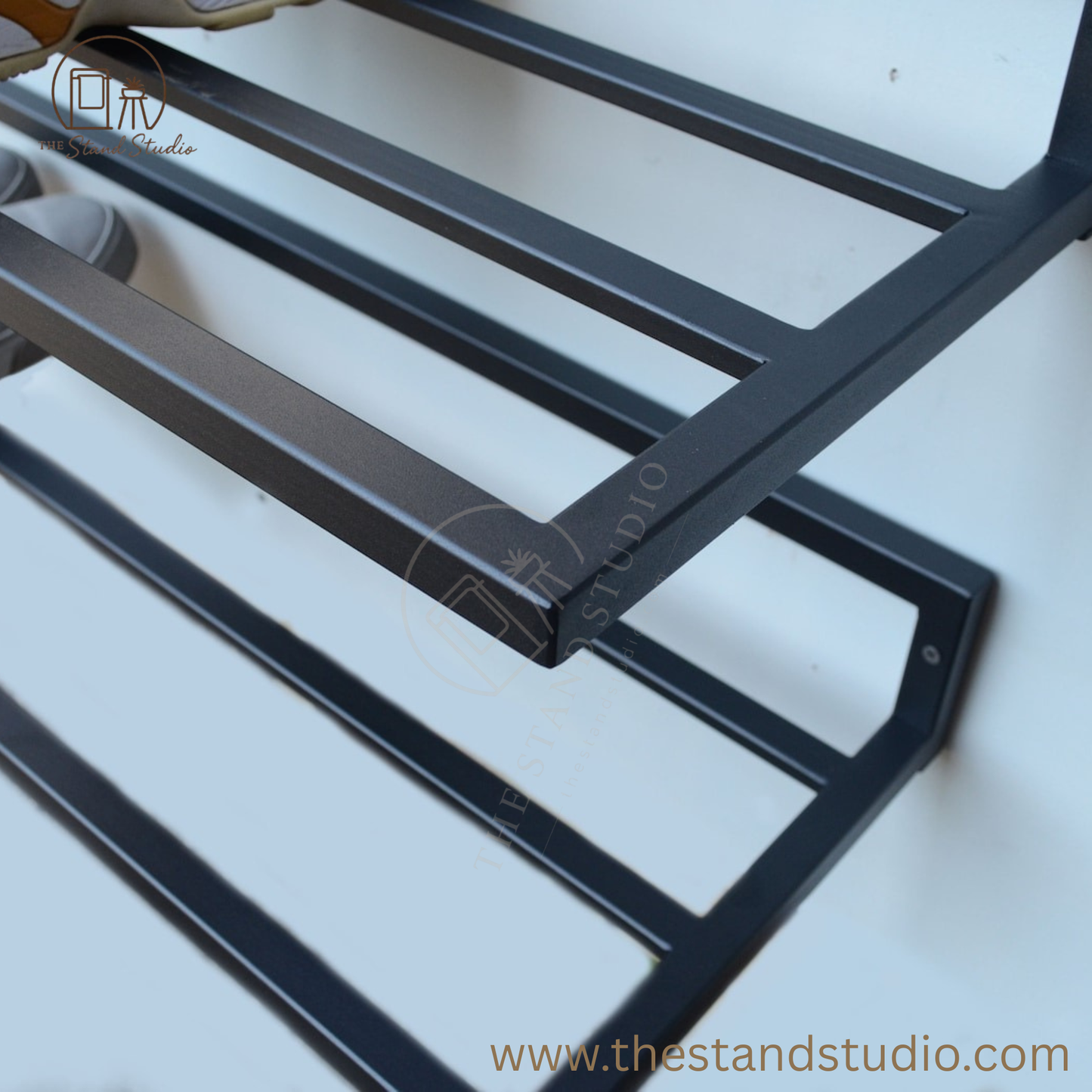 Entryway open Shoe Shelf, Wall Mount Metal Shoe Rack
