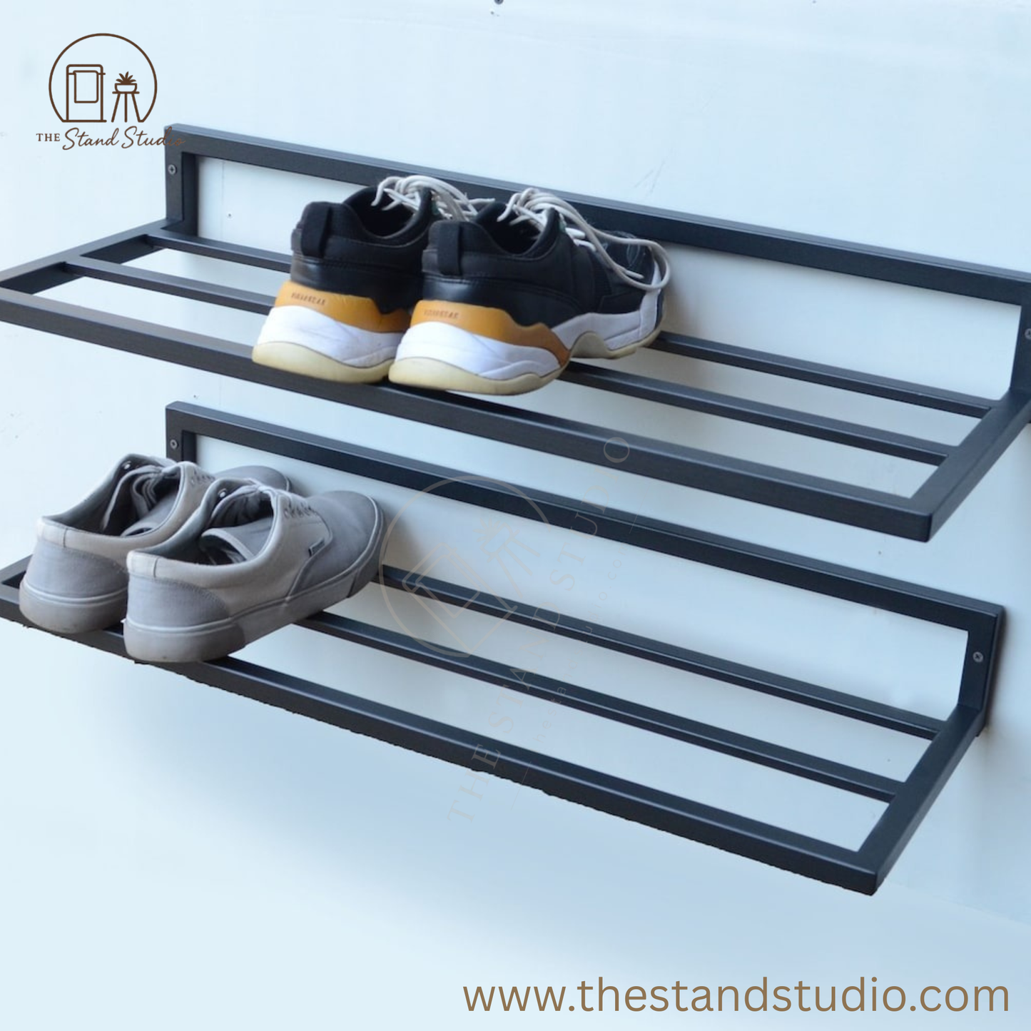 Entryway open Shoe Shelf, Wall Mount Metal Shoe Rack