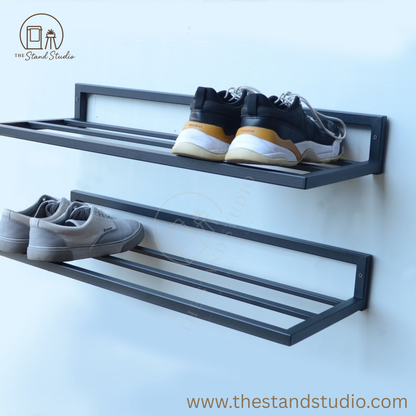 Entryway open Shoe Shelf, Wall Mount Metal Shoe Rack