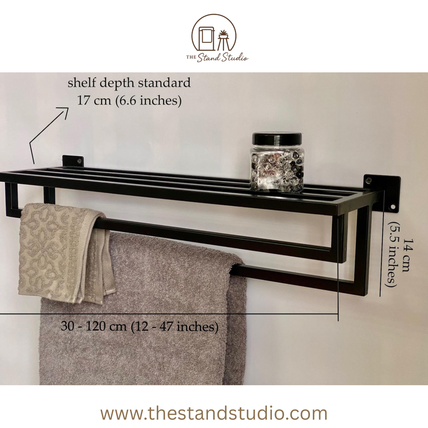 Bathroom Towel Rack, Towel Holder, Wall Mount Metal Towel Storage,