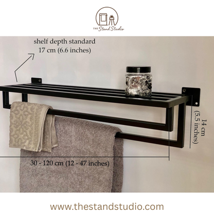 Bathroom Towel Rack, Towel Holder, Wall Mount Metal Towel Storage,