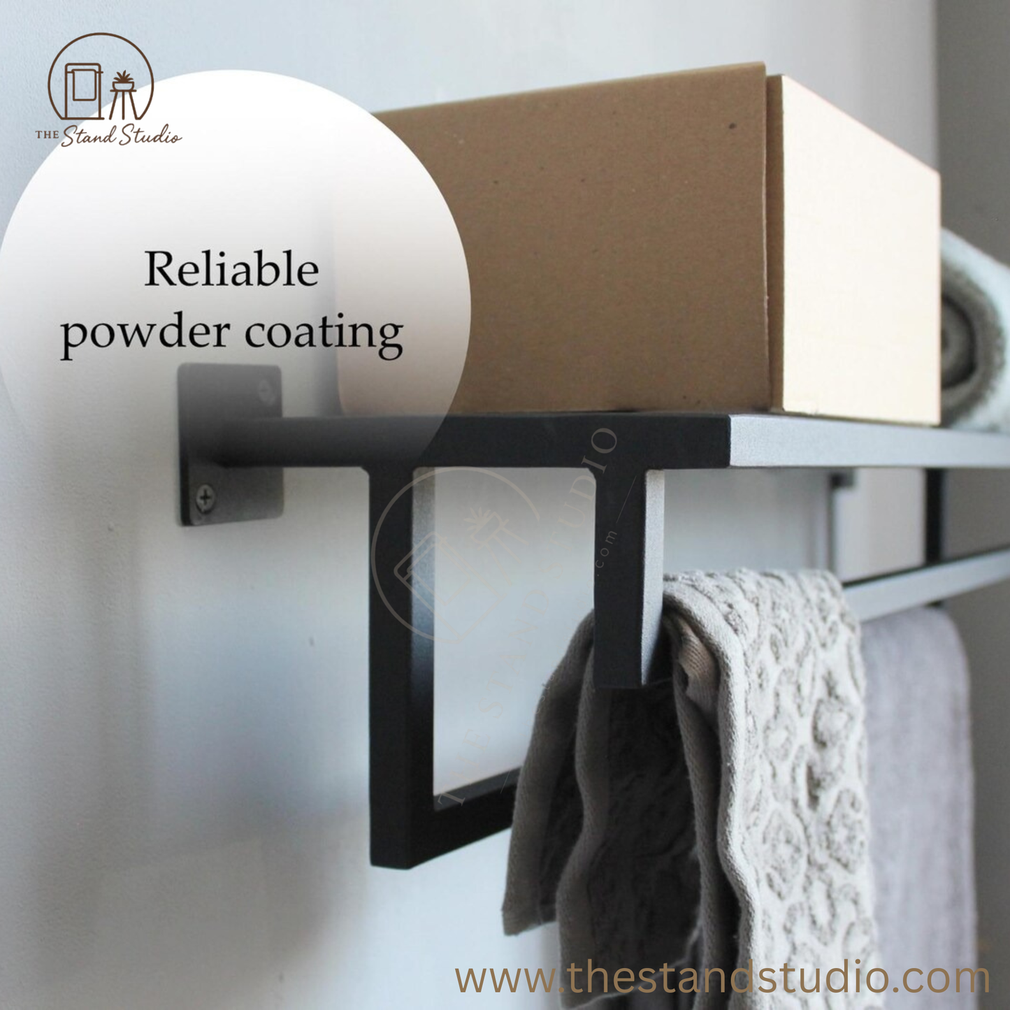 Bathroom Towel Rack, Towel Holder, Wall Mount Metal Towel Storage,