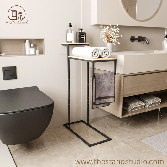 Modern Towel Holder, Industrial Bathroom Organizer