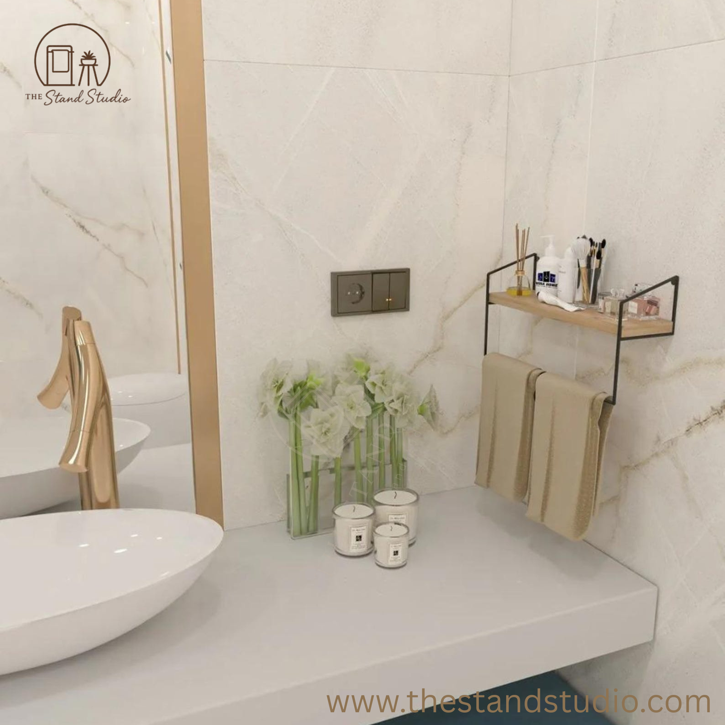 Bathroom Kitchen Towel Holder ,Towel Rack with Shelf