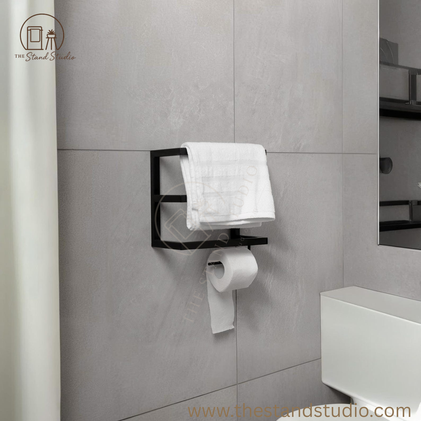 Metal Bathroom Shelf, Toilet Paper Holder Wall Mount