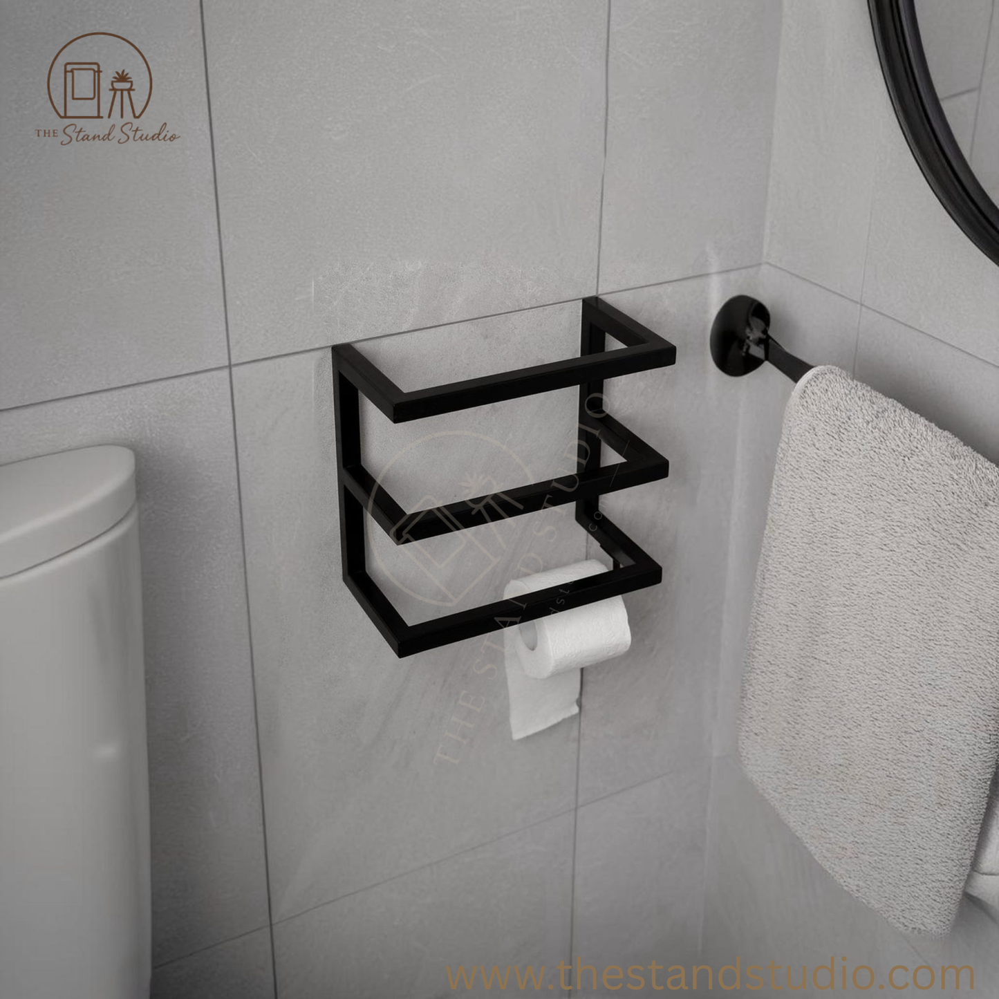 Metal Bathroom Shelf, Toilet Paper Holder Wall Mount