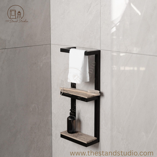 Bathroom Shelf with Towel Bar, Floating bathroom shelf