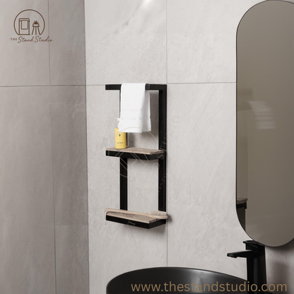 Bathroom Shelf with Towel Bar, Floating bathroom shelf