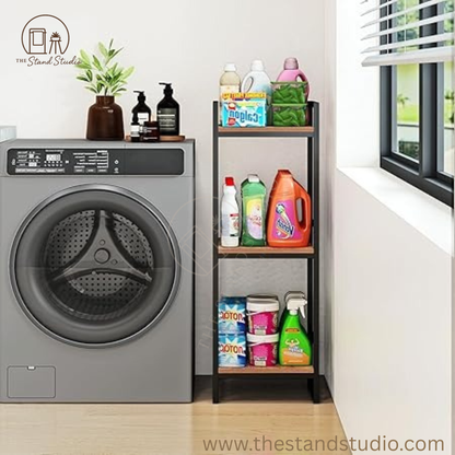 3 Tier Bathroom Shelving Unit, Narrow Open Floor Shelves