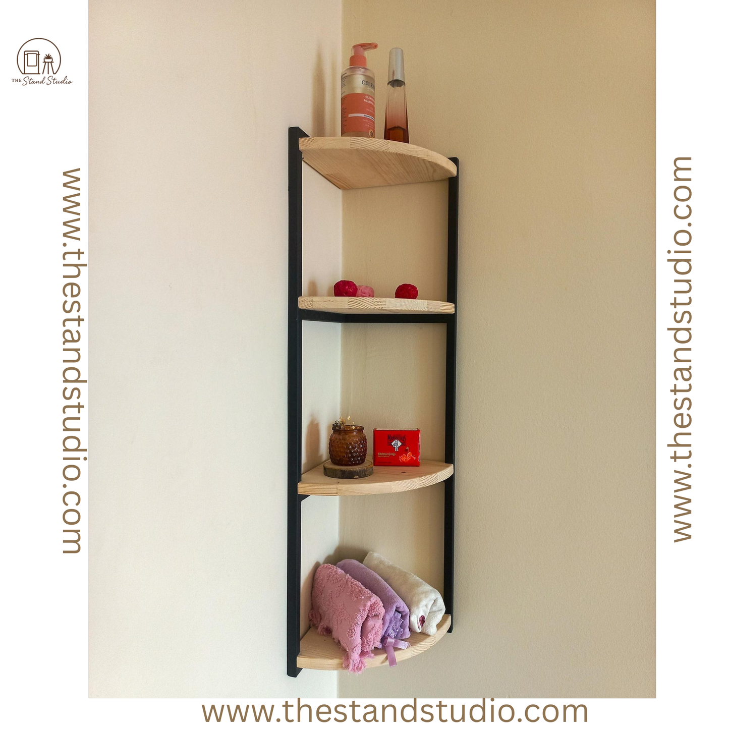 Corner Shelves for Wall, Metal Wood Shelf, Bookshelf