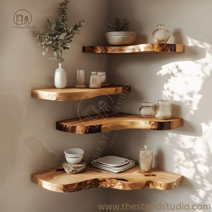 Corner Shelves- Space Saving Wall Storage for Living Room