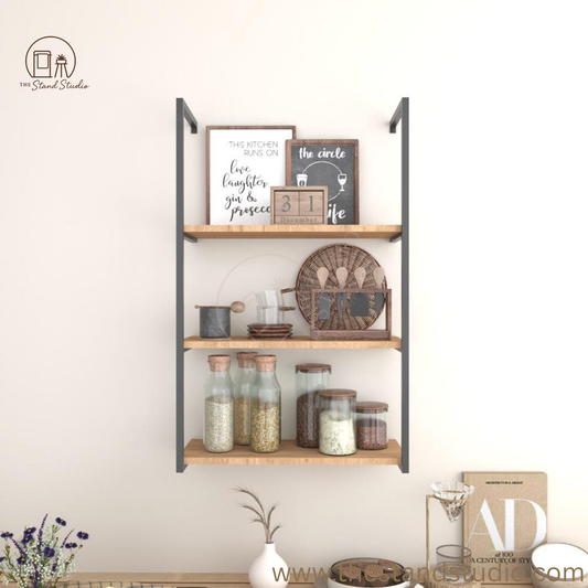 Wall Shelf with Metal Brackets 3 Tier