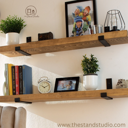 Farmhouse Shelf with Industrial Metal Brackets