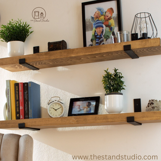 Farmhouse Shelf with Industrial Metal Brackets