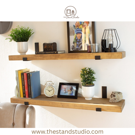 Farmhouse Shelf with Industrial Metal Brackets