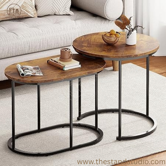 Nesting Tables - Set of 2 Stacking Side Tables for Living Room