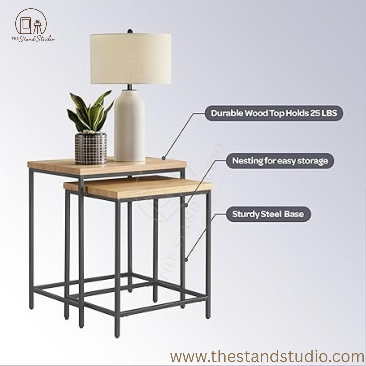 Nesting Side Tables - Set of 2 End Tables for Living Room