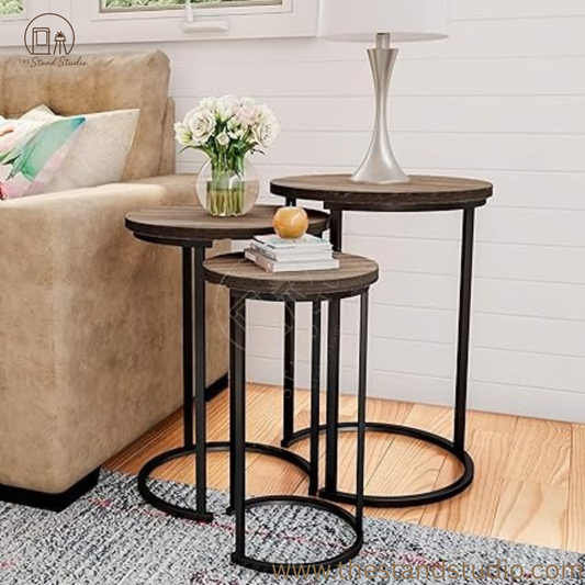 Set of 3 Round Nesting Side Tables for Living Room