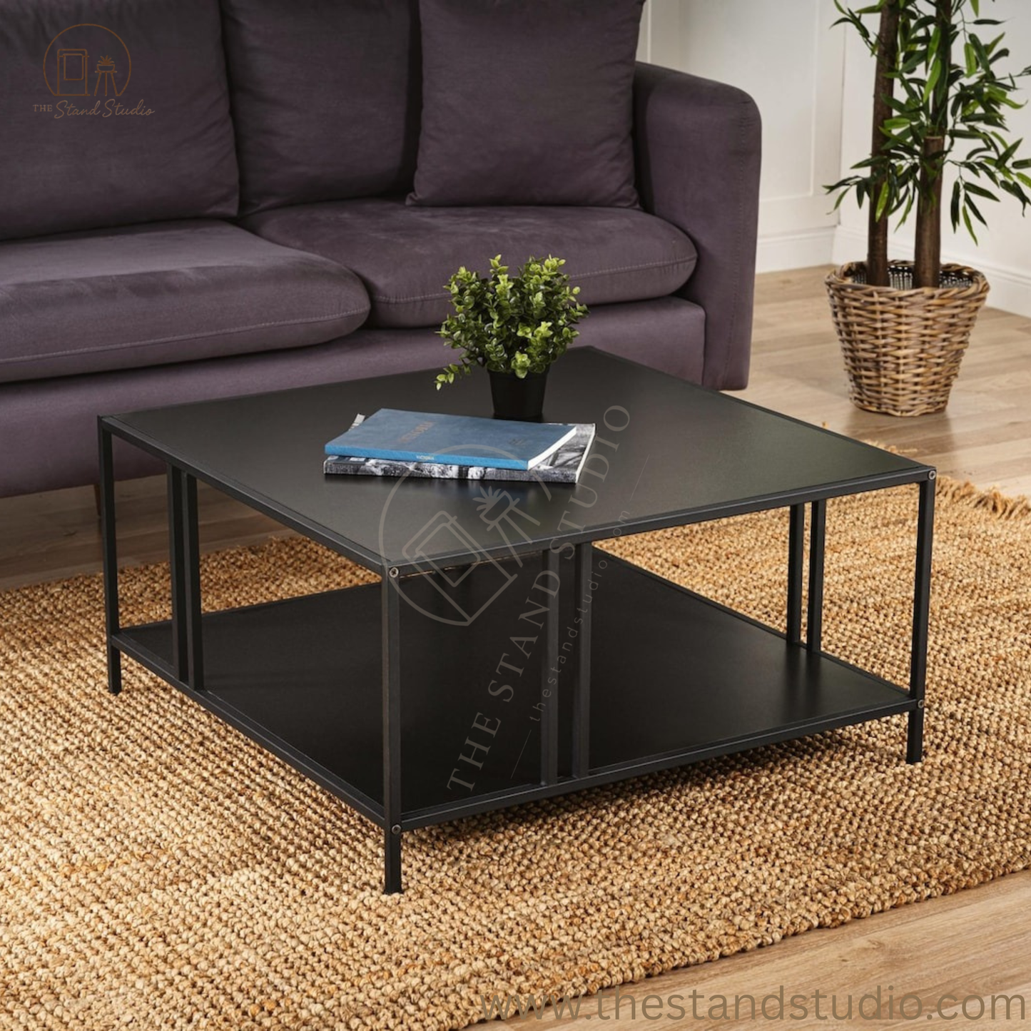 Black Coffee Table For Living Room, Central Coffee Table