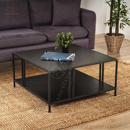 Black Coffee Table For Living Room, Central Coffee Table