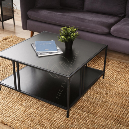 Black Coffee Table For Living Room, Central Coffee Table