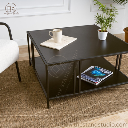 Black Coffee Table For Living Room, Central Coffee Table