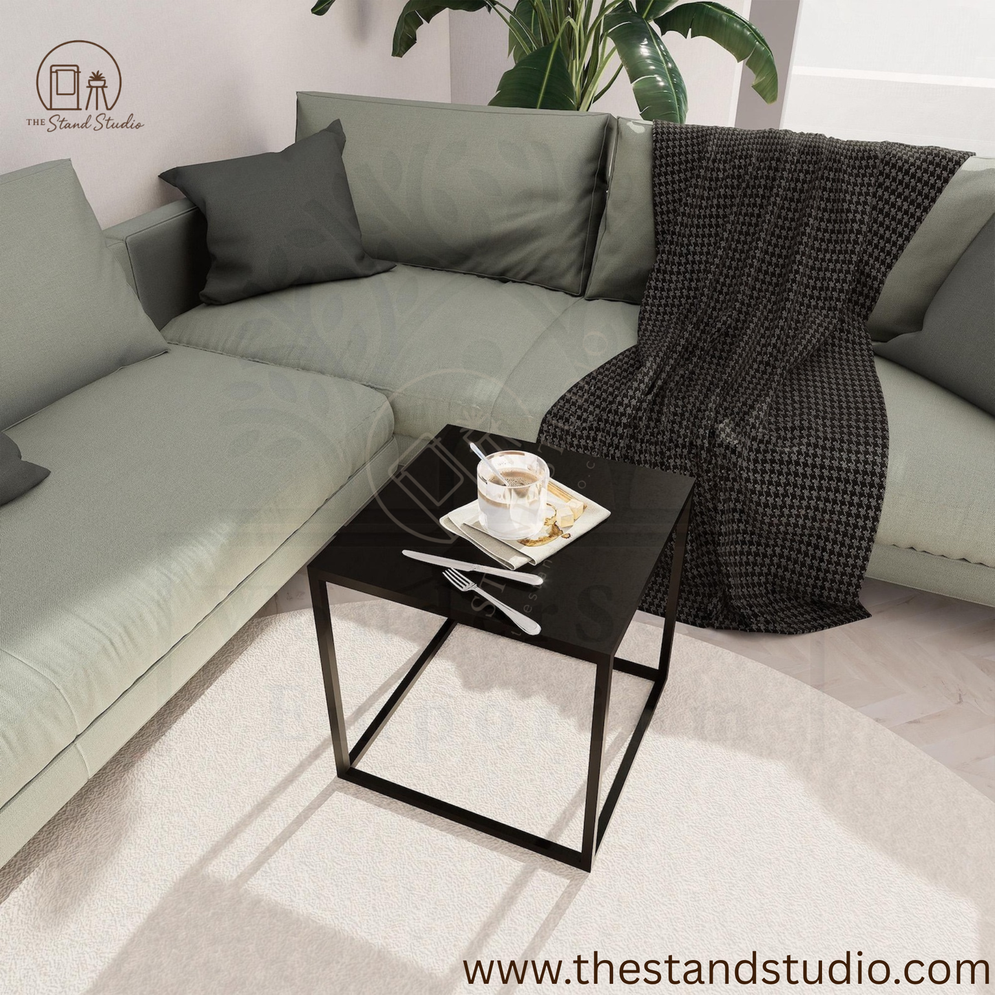 Square Metal Modern Profile Coffee Table