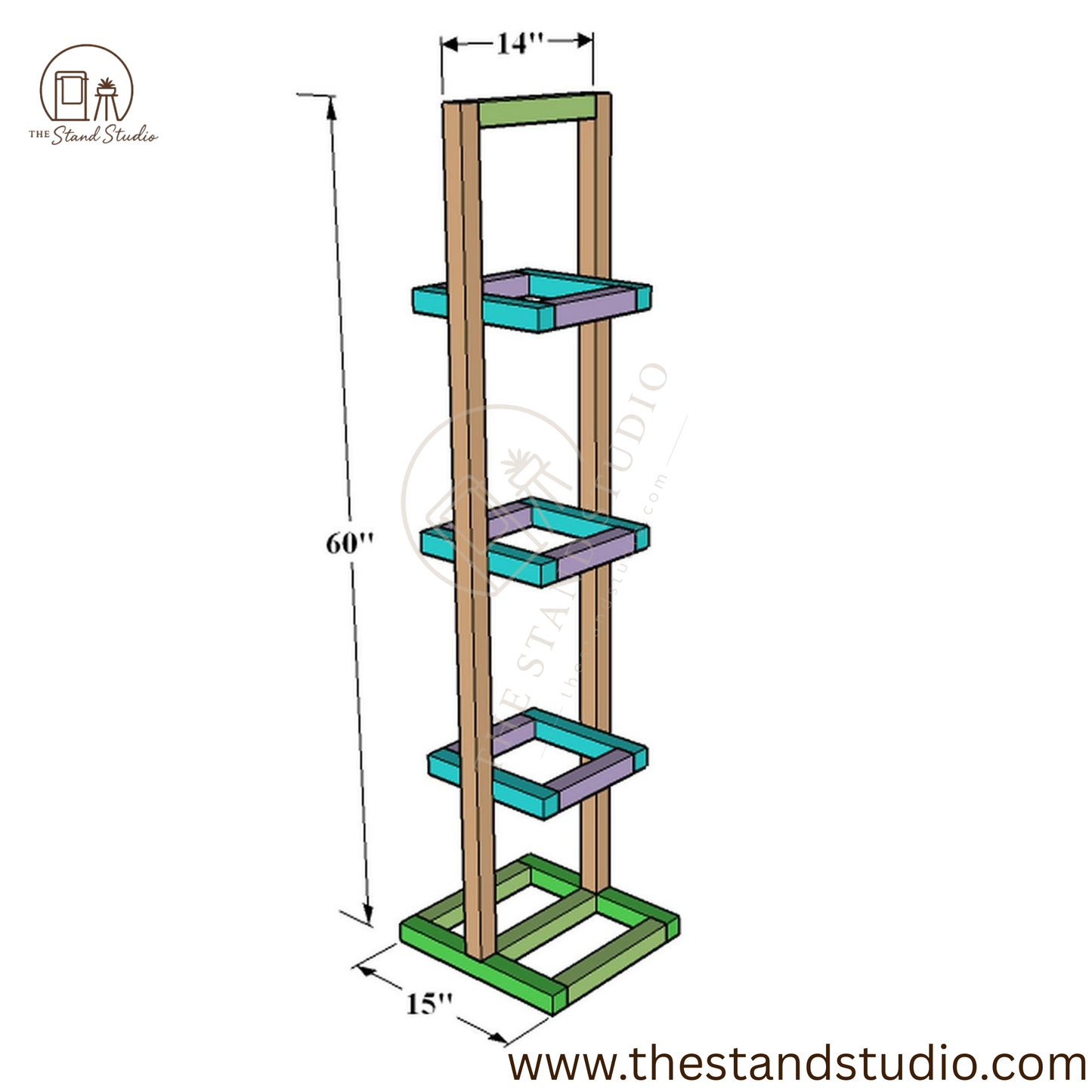 Solid Wood Home Decor Flower Pot Stand