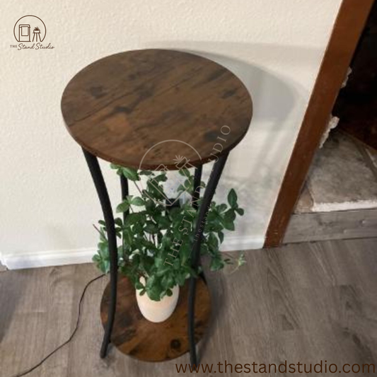 2 Tier Metal Wood Plant Stand, Indoor Plant Stand