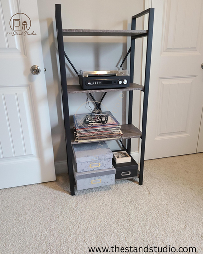 Multi Tier Bookshelf, Industrial Wood & Metal Bookcase