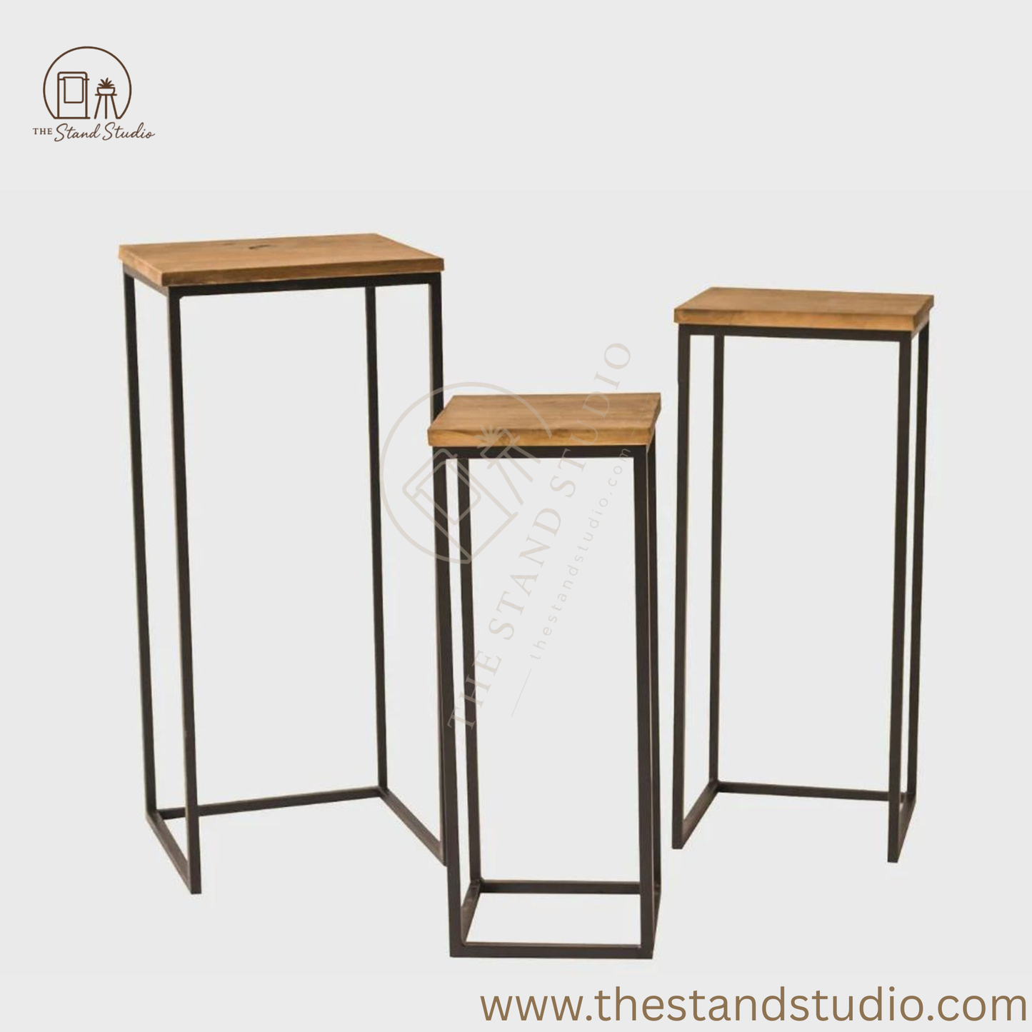 Narrow Solid Wood Nesting Tables, Set of 3 Side Tables