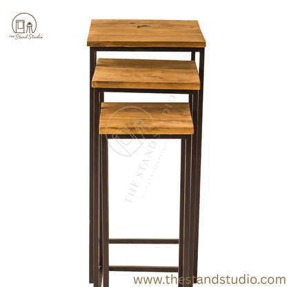 Narrow Solid Wood Nesting Tables, Set of 3 Side Tables
