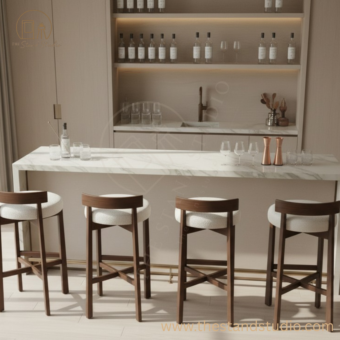 Minimalist Wooden Counter Stool – Durable Modern Kitchen Seating
