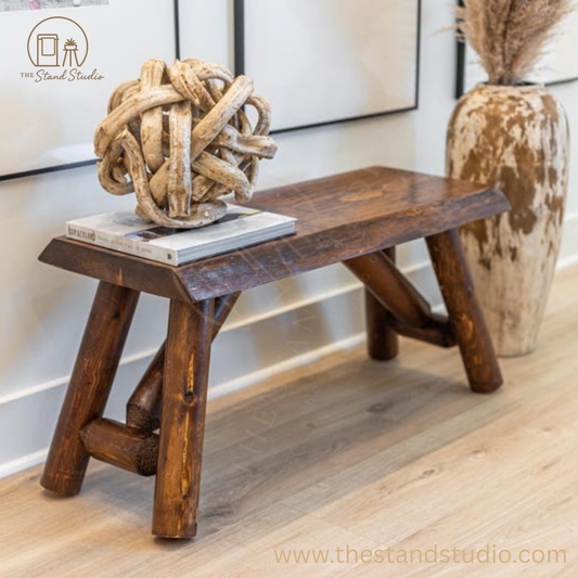 Rustic Log Bench | Solid Wood Entryway Bench | Handcrafted Furniture Live Edges